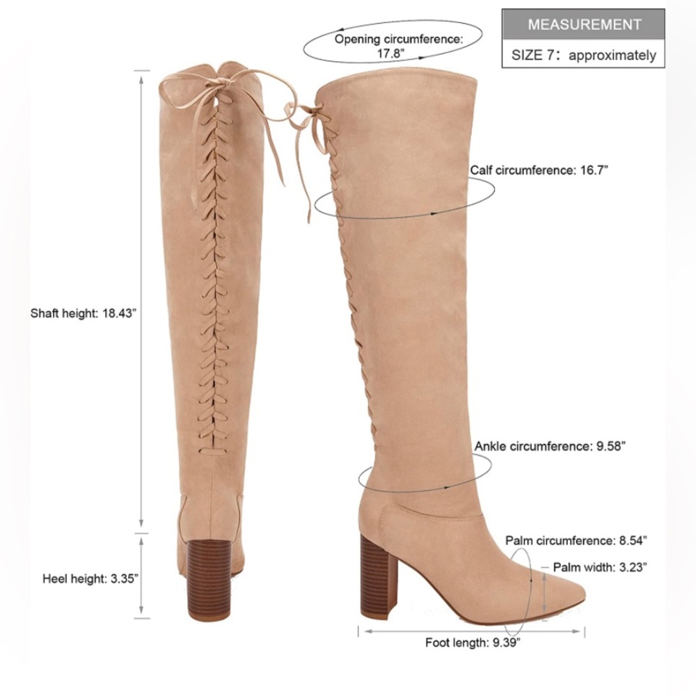 New LAICIGO Women's Pointed Toe Tall Boots Knee High Lace Up